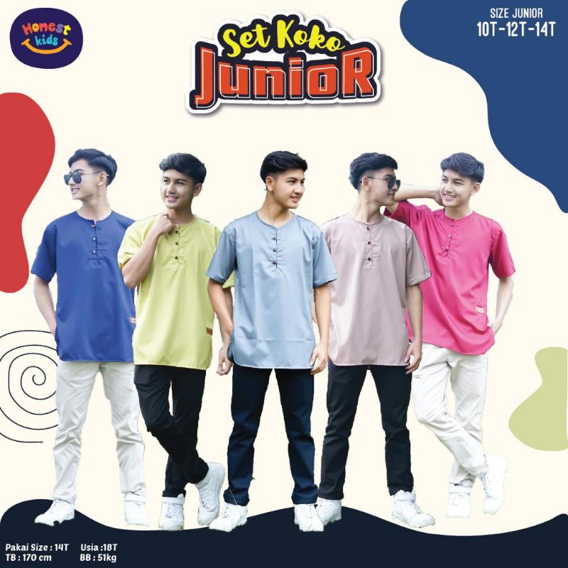 SETELAN KOKO HONEST JUNIOR SPESIAL IDUL FITRI SIZE 10 12 14THN/KOKO LEBARAN REMAJA/SETELAN KOKO ANAK