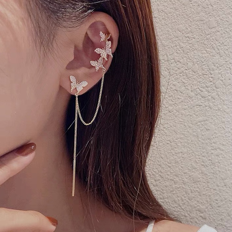 Anting Klip Tulang Telinga Model Rumbai Gaya Korea Selatan