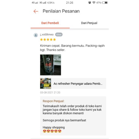 Pembersih ac mobil / penghilang bau apek / ac refresher mobil ukuran 400ml