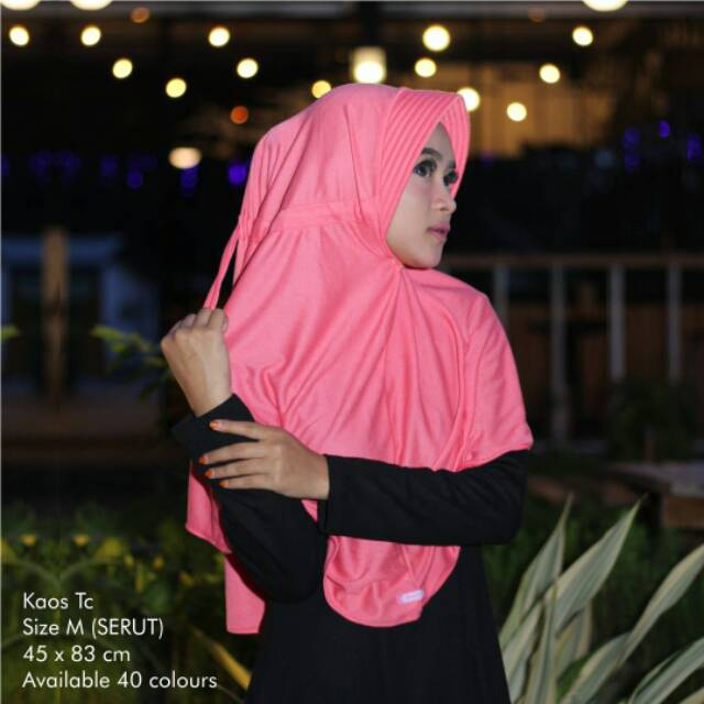Hijab instan jilbab serut polos bergo kaos serut pet antem Ukuran M