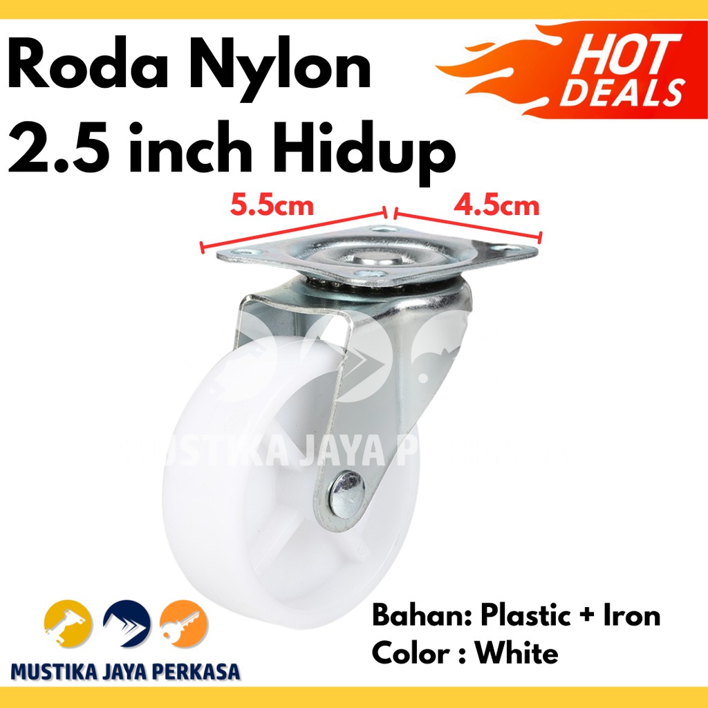 Roda Nylon Hidup 2.5 Inch/ Roda Nilon 2.5&quot; / Roda Etalase Hidup