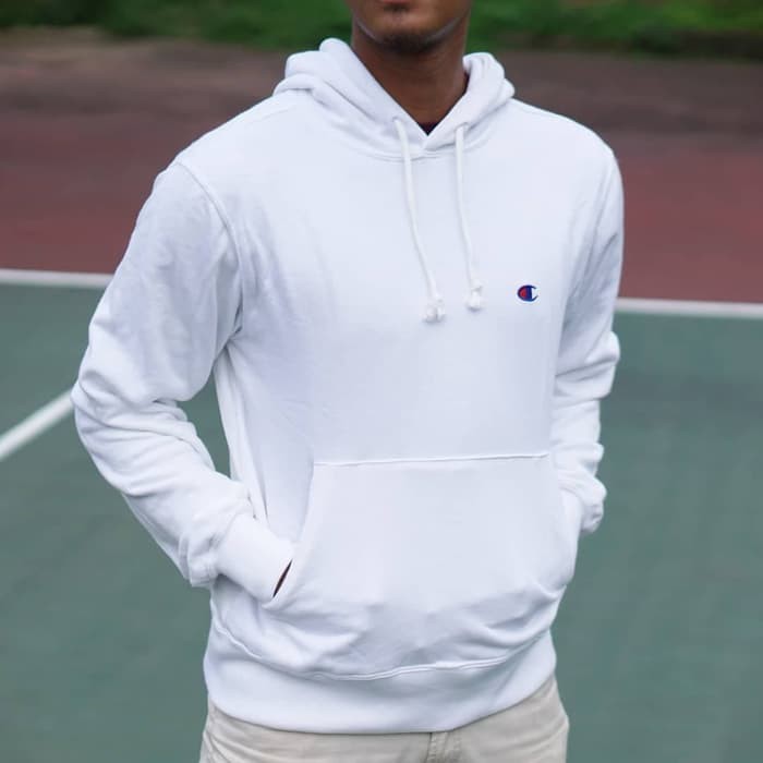 ORIGINAL Champion Hoodie Crewneck Sweater Jaket White Putih Script