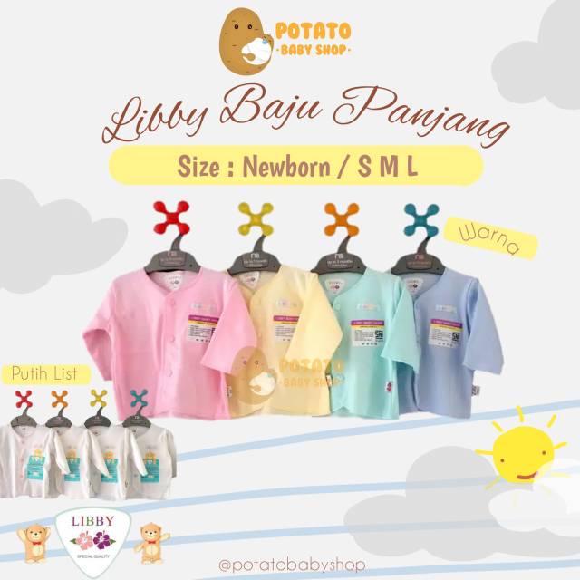 Libby Baby - Baju Panjang Kancing Warna NB SML