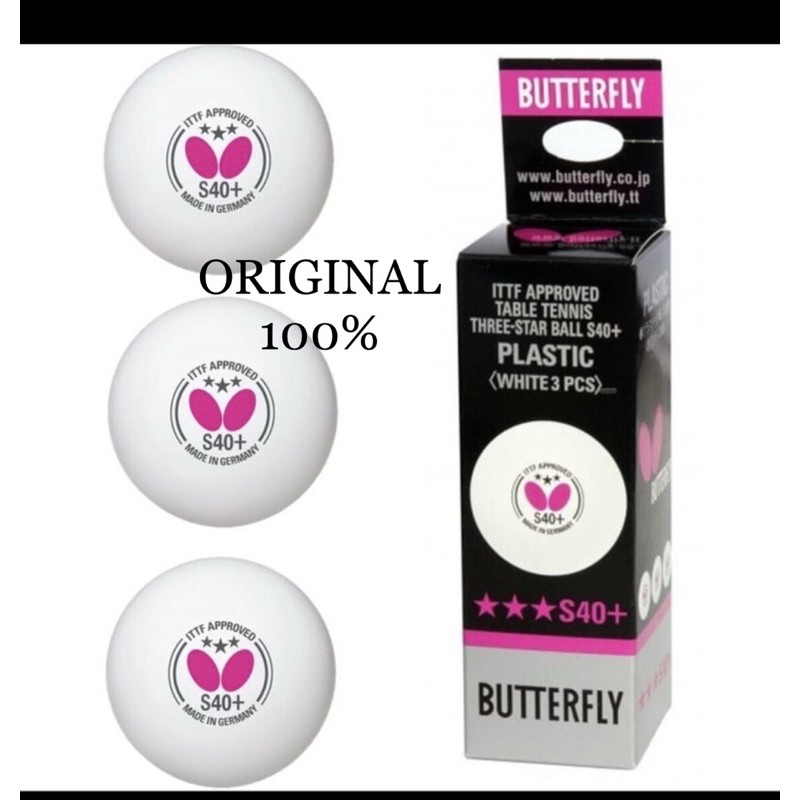 Bola PingPong BUTTERFLY R40+ isi3 / Bola Ping Pong Butterfly/Bola Tenis Meja