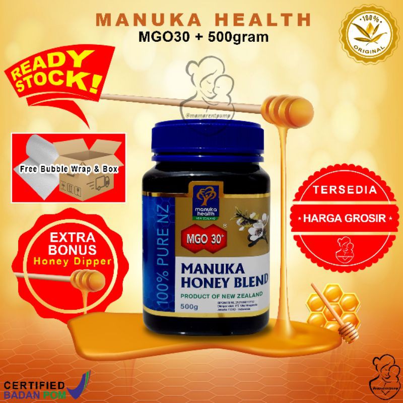 BPOM Manuka Health MGO 30+ 100+ 115+ 250 gram 500gr  madu honey  115 100 + 500 g gr gram new Zealand