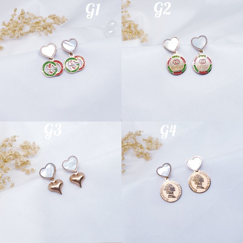 anting ceramic love titanium anti karat&amp;alergi Rosegold