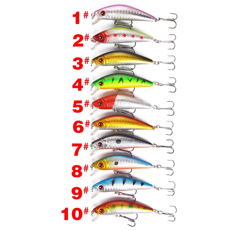 Shengyao 100Pcs Umpan Pancing Bentuk Ikan Kecil 7cm 8.1G Minnow Fishing Lure Bass Bait