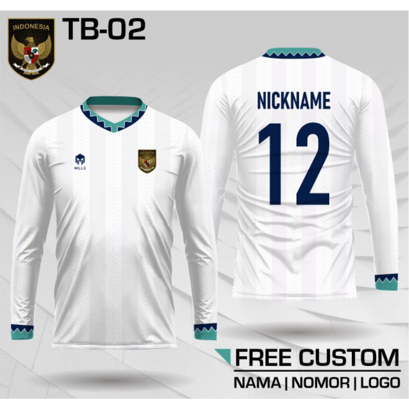 Jersey Timnas indonesia Jersey Timnas sepakbola Jersey bola custom free nama dan logo lengan panjang