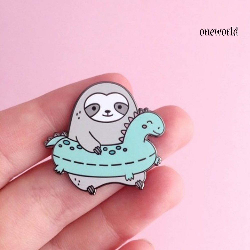 OW@ Lovely Cartoon Sloth Eating Watermelon Unisex Enamel Lapel Badge Brooch Pin