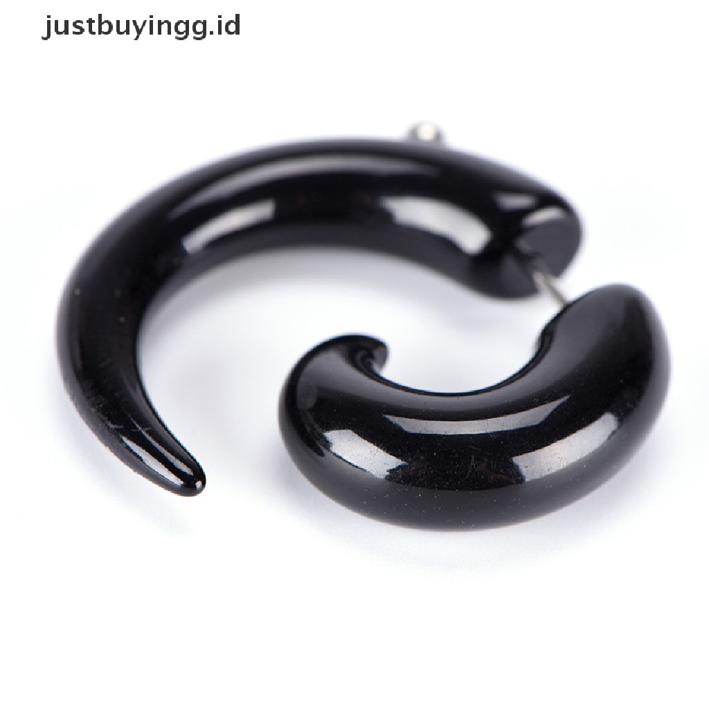 Anting Stud Piercing Bentuk Siput Bahan Akrilik Warna Hitam Gaya Gothic Punk Untuk Pria Dan Wanita