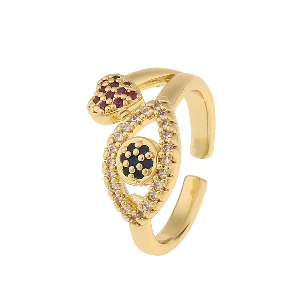 Cincin ornamen Eropa hip hop colorful zircon bulan Iblis Mata cincin tembaga mikro inlay hadiah