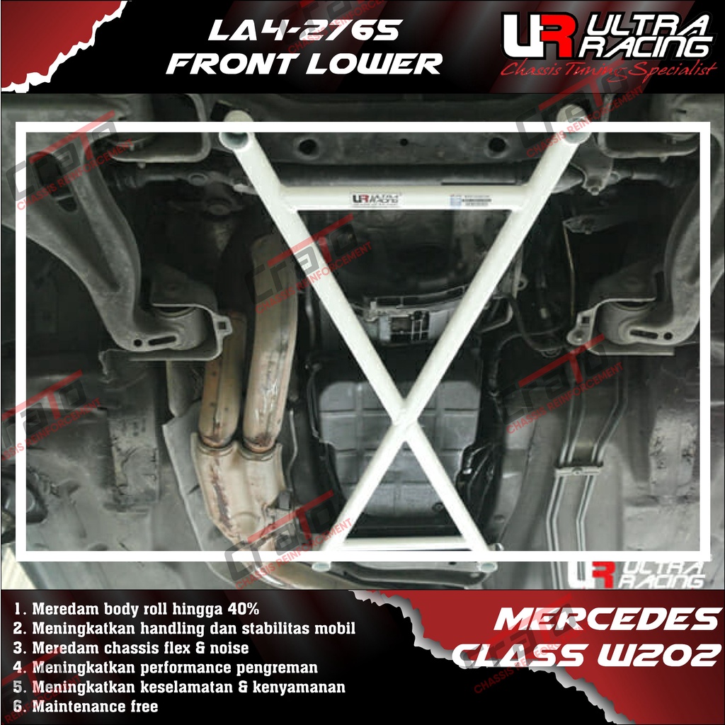 Aksesoris Stabiliser ULTRA RACING Safety Bar - Front Lower Bar 4 Points - C Class W202 - LA4-2765 - 