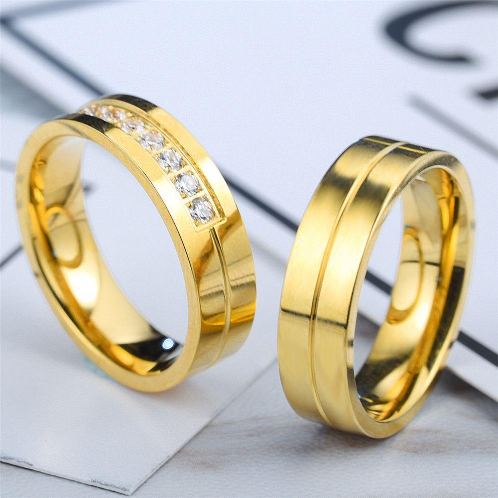 Preva Cincin Band Nikah Wanita Pria Cubic Zirconia Love AAA CZ Lapis Emas 18K