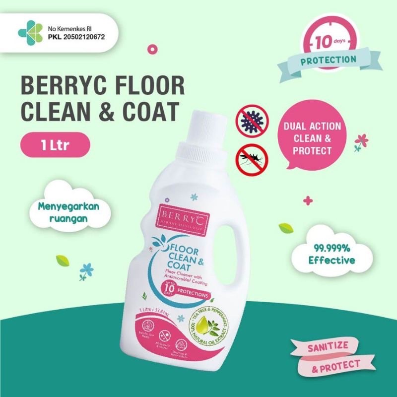 BerryC Berry c Floor Cleaner &amp; Coat pembersih lantai manual / robot aroma peppermint bebas bakteri 10 hari 1L