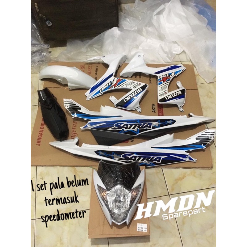 cover body full body satria fu 2013 2014 facelift full halus putih stiker bintang