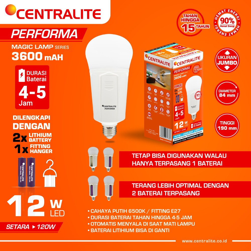 CTL Performa Premium 3600mAH Lampu Led Emergency 12W Putih / Lampu Magic / Lampu Ajaib / Magic Lamp