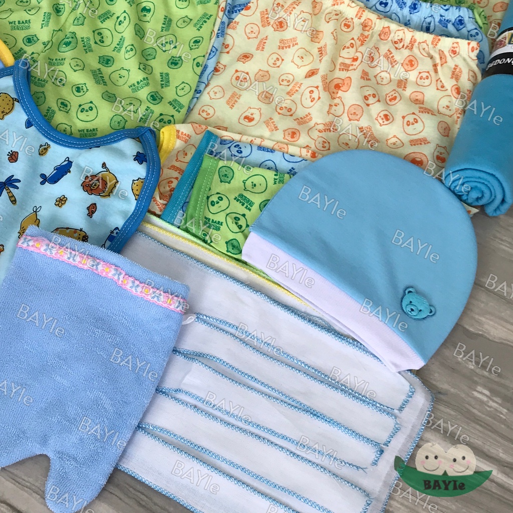 BAYIe - Paket Hemat Perlengkapan Baju Bayi Baru Lahir (New Born) Ekonomis dan Hemat PAKET WARNA BEAR 3