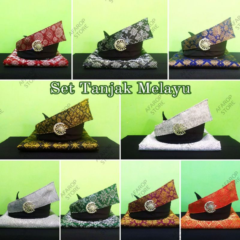 SET TANJAK MELAYU PREMIUM LENGKAP KAIN SAMPIN SONGKET | MODEL TANJAK DENDAM TAK SUDAH |Tanjak Kombinasi + Kain Songket + Bros