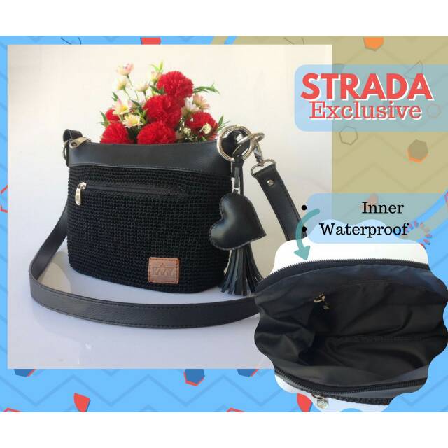 Tas rajut strada hitam