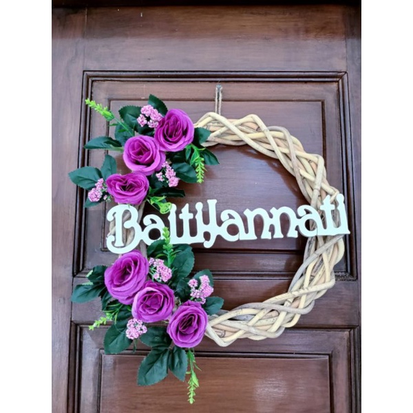 Ring Rotan/Hiasan Pintu/Ring Pintu Assalamu'alaikum/Hiasan Pintu Bunga