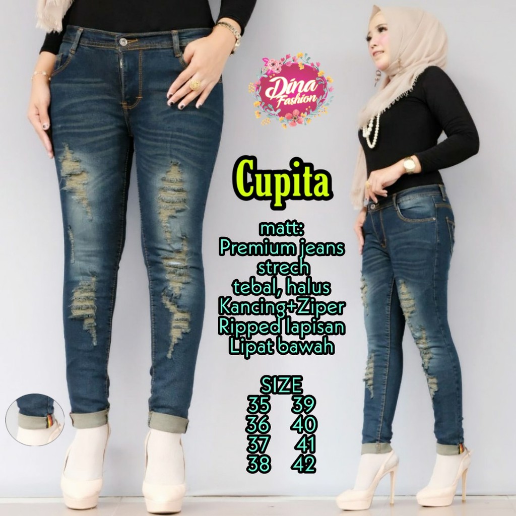 Celana Jeans Wanita Ripped CUPITA JUMBO / Celana Jeans Wanita