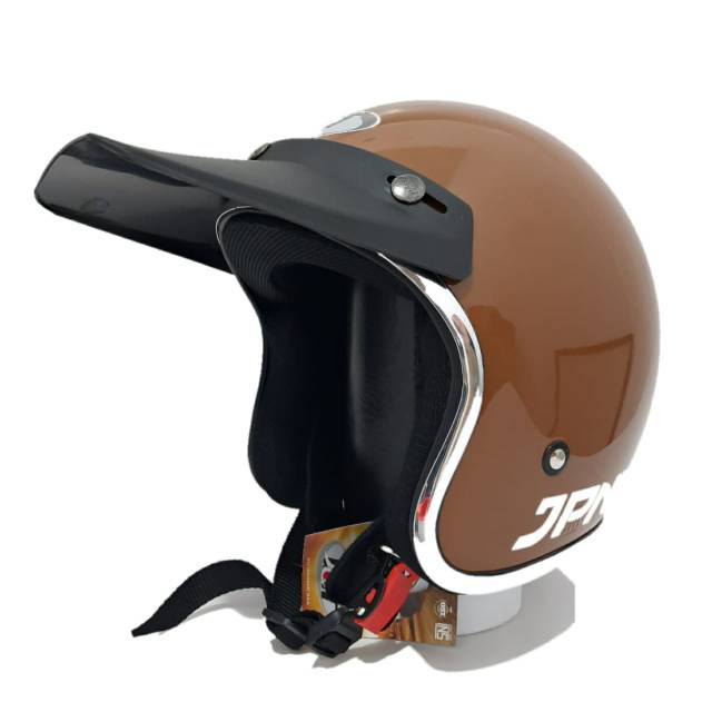 Helm JPN Coklat Glossy List Chrom