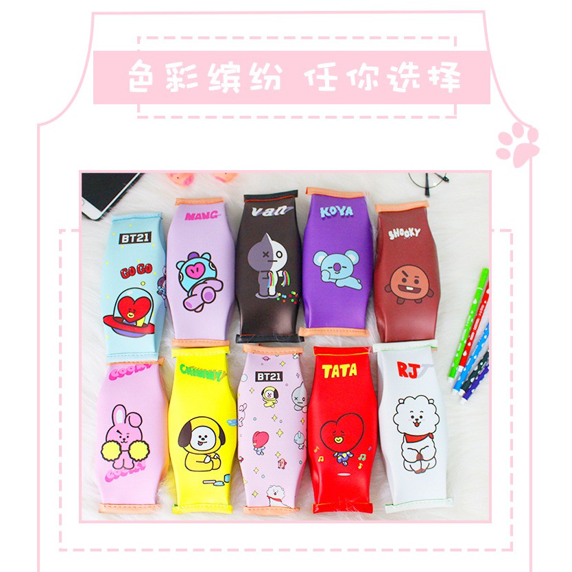 BTPC [READY INDO] BT21 BTS bangtan boys pencil case tempat pensil motif snack susu alat tulis