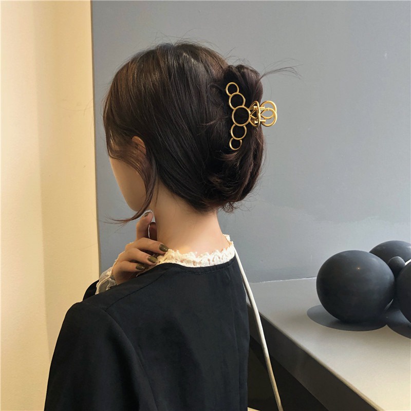 Jepitan Jepit Rambut Jedai Besi 7.5cm Gaya Retro Wanita Korea Polos Salon Ori Bahan Logam Geometri Metal Alloy Hair Claw Clips