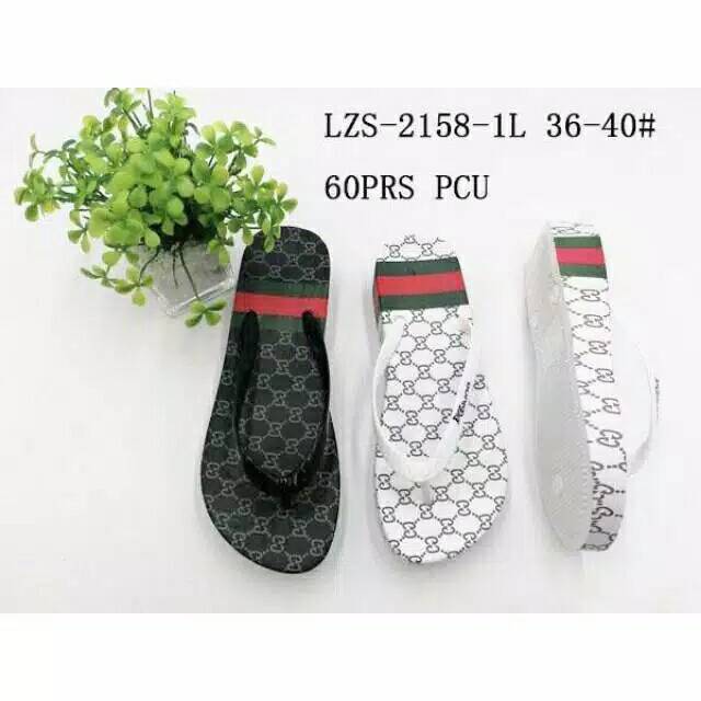 SANDAL JEPIT WEDGES WANITA GUCCI/JEPIT WANITA KARET KEKINIAN IMPORT