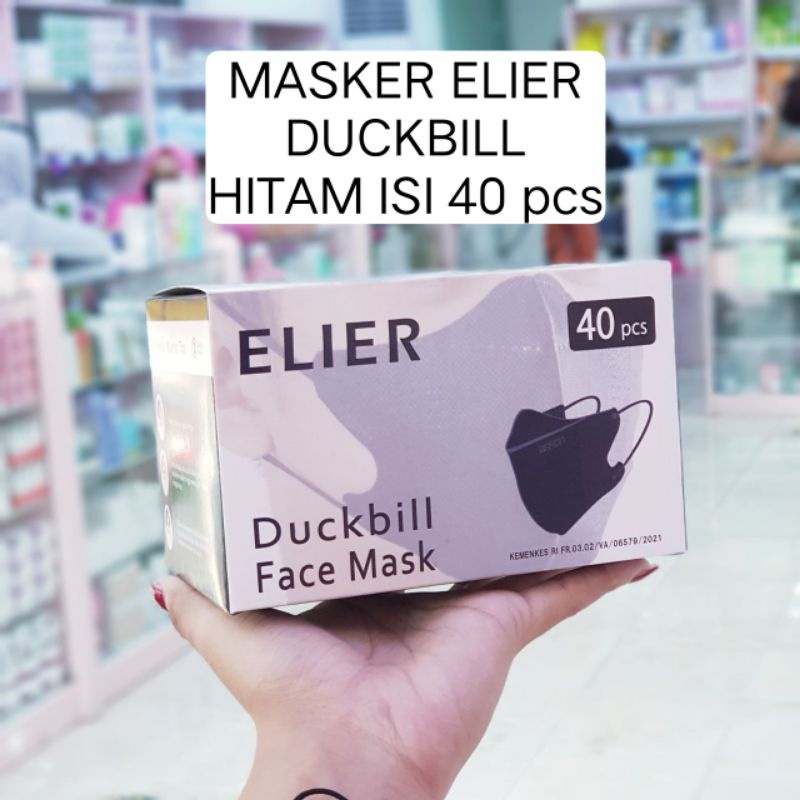 masker elier duckbill warna hitam isi 40 pcs sudah berkemenkes tetap sehat dan bergaya terbaru
