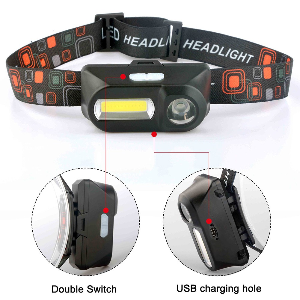 Lampu Senter Kepala Led Usb Rechargeable Untuk Outdoor / Camping