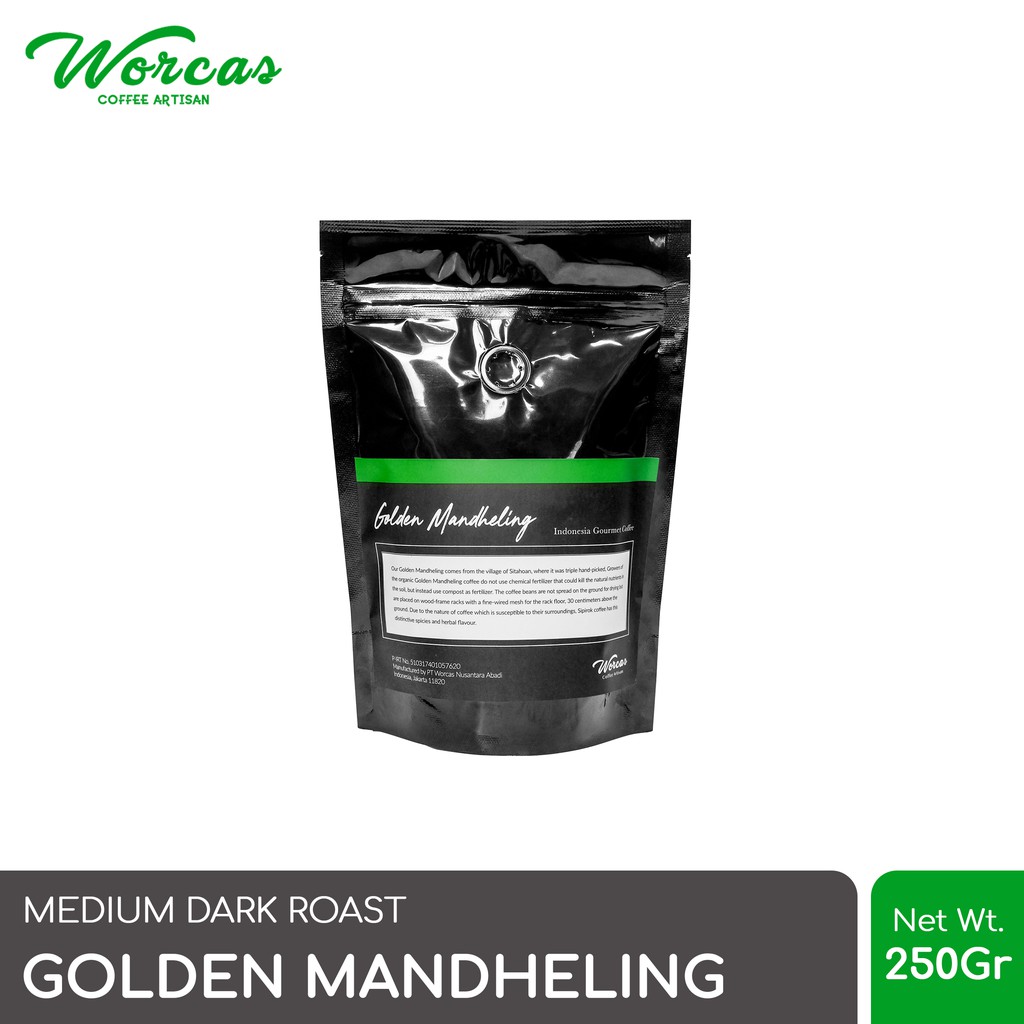 

PROMO WORCAS Arabica Coffee Golden Mandheling 250 Gram - Medium Dark Roast