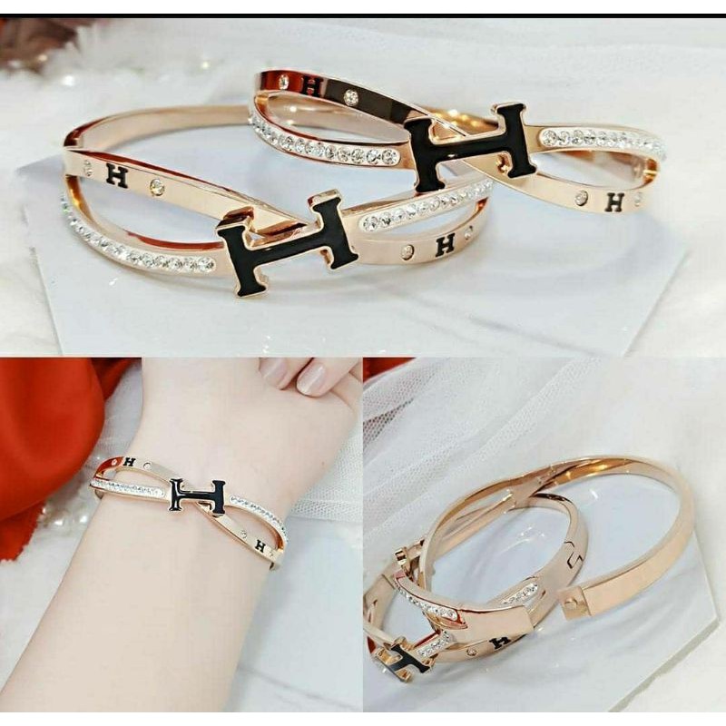 Gelang titanium. Anti karat. Dilapisi emas 18k.
