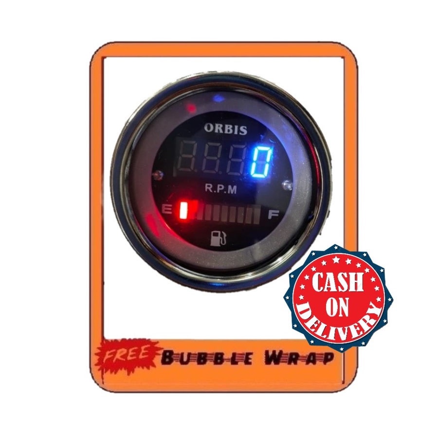 Jual TAKOMETER FUEL METER DIGITAL RPM METER PLUS AMPER BENSIN FUELMETER