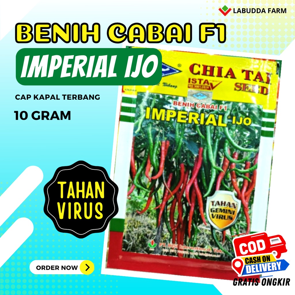 Bibit Cabe Imperial Ijo 10gr Cap Kapal Terbang - Benih Cabe Keriting Tahan Virus - Benih Cabe F1 Imp