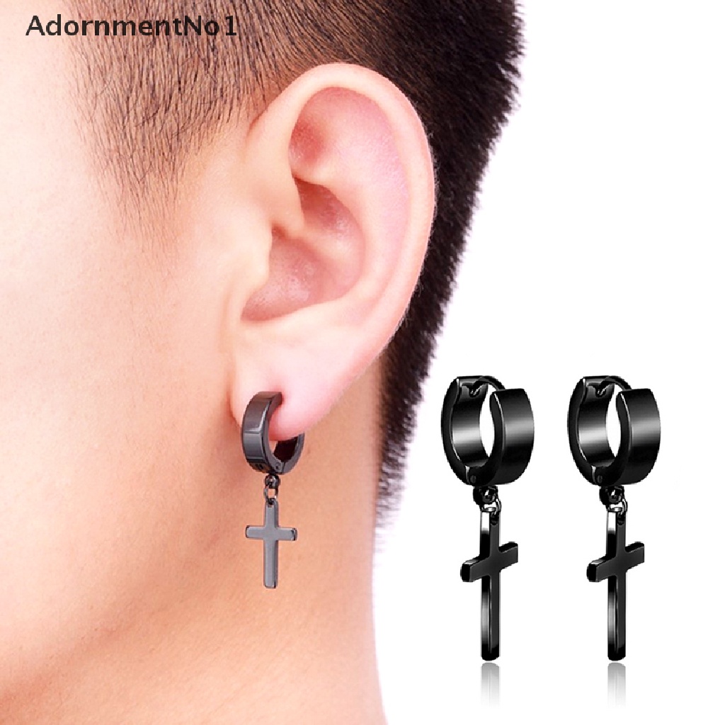 (AdornmentNo1) 1pc Anting Tusuk Bentuk Salib Gaya Punk Bahan Stainless Steel Untuk Wanita