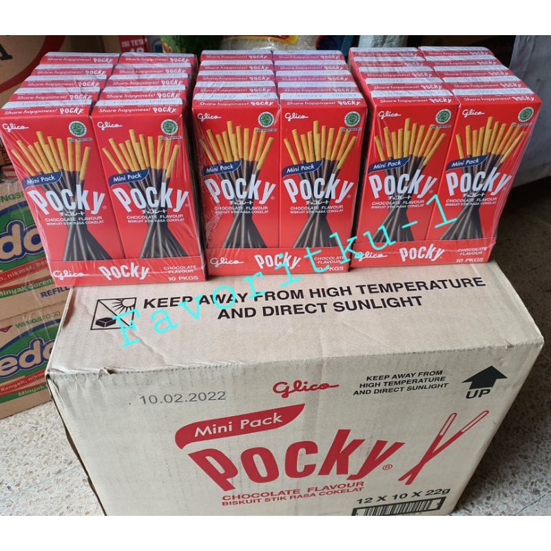 

POCKY by Glico Biskuit Stik Rasa Cokelat 22 gr Mini Pack. 1 Pack Isi 10 Kotak