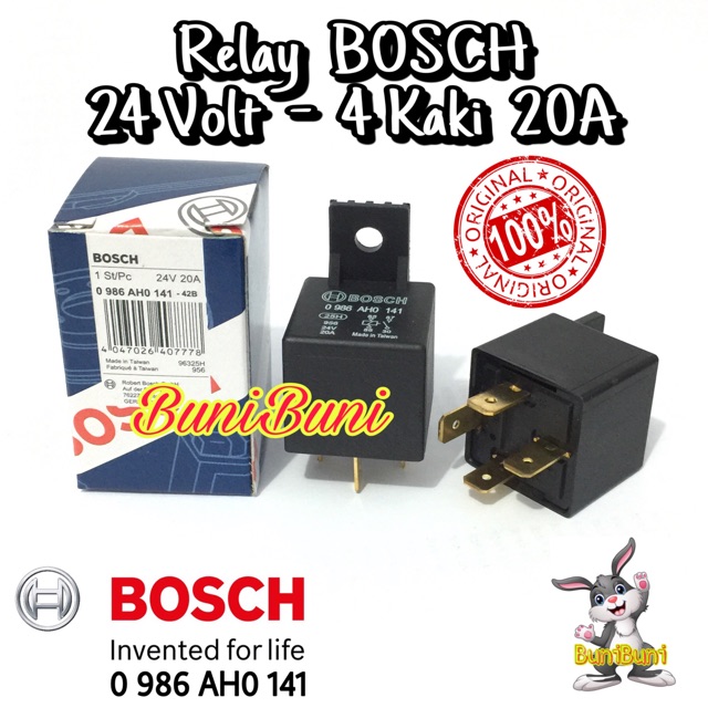 Relay BOSCH 24V 4 Kaki / Relai Rilei Bosch 24 Volt 4 Pin Kaki 100% Asli Untuk Mobil