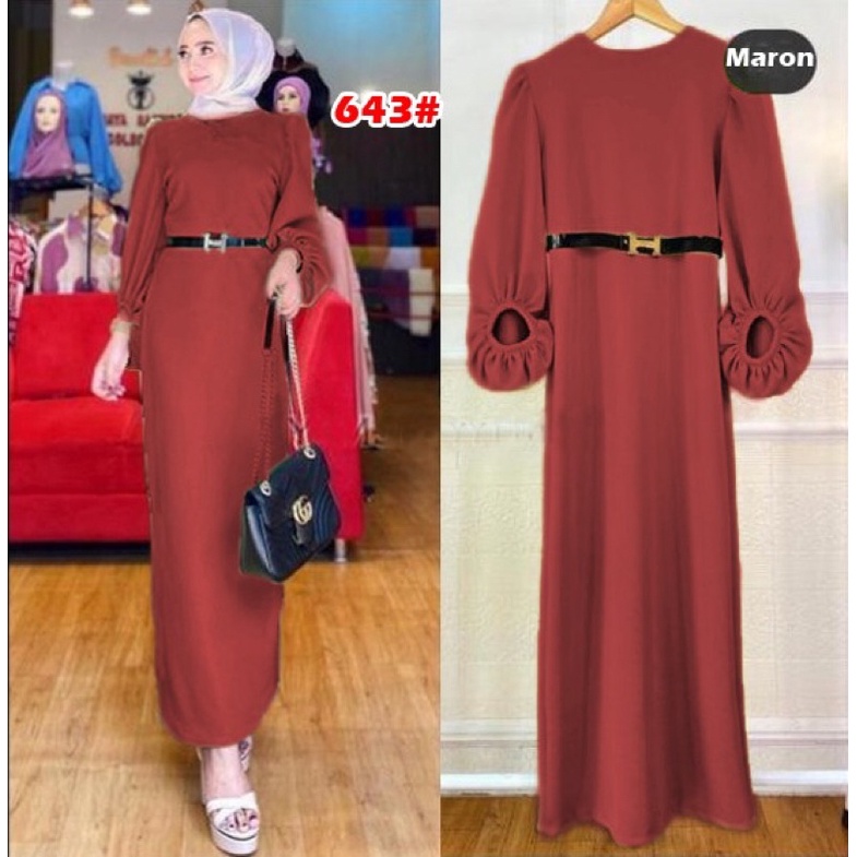 643# Dress muslim/dress casual/dress formal+FREE BELT H HITAM