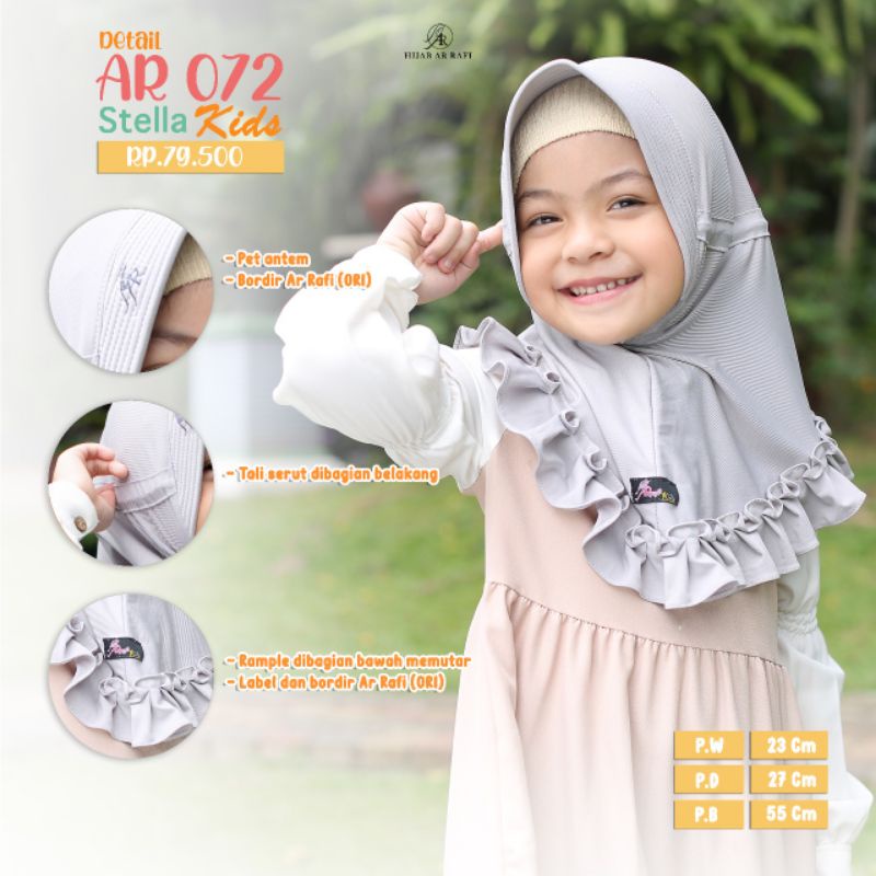 Kerudung Anak Hijab Arrafi AR 072 Kids Pet Antem