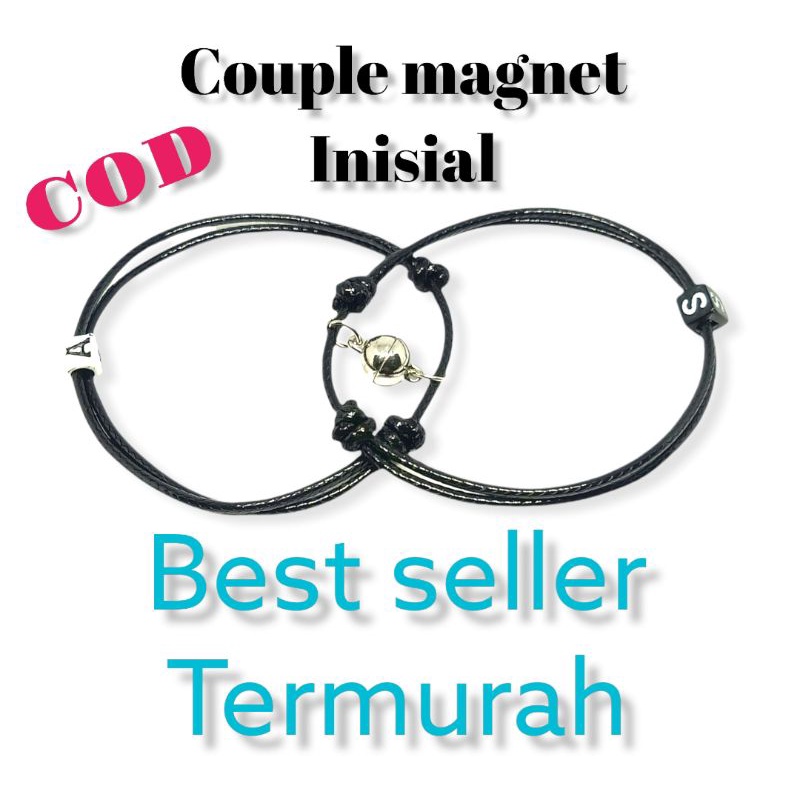2 PICIS ( SEPASANG ) GELANG KAPEL MAGNET GELANG MAGNET INISIAL  GELANG KOPEL MAGNET GELANG KAPEL HUR