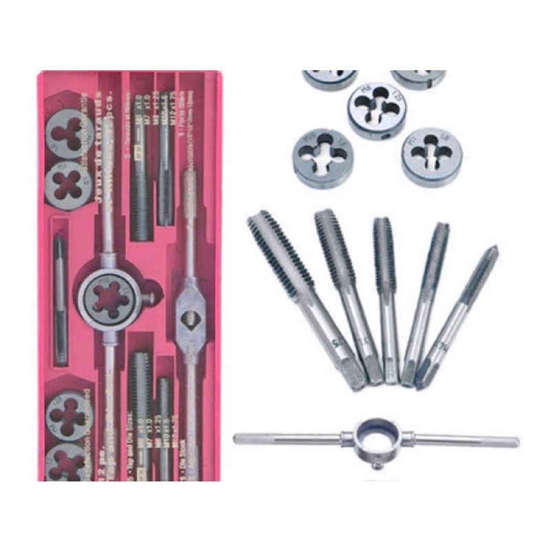 HAND TAP AND DIE SET 12PCS ALAT SNAI DRAT ULIR SNEI MUR BAUT