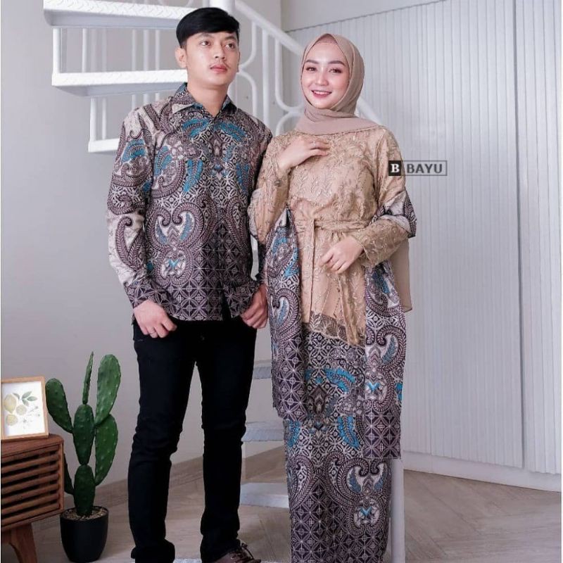 BAJU COUPLE BROKAT SELENDANG MODERN COUPLE MODERN BATIK PLIKET