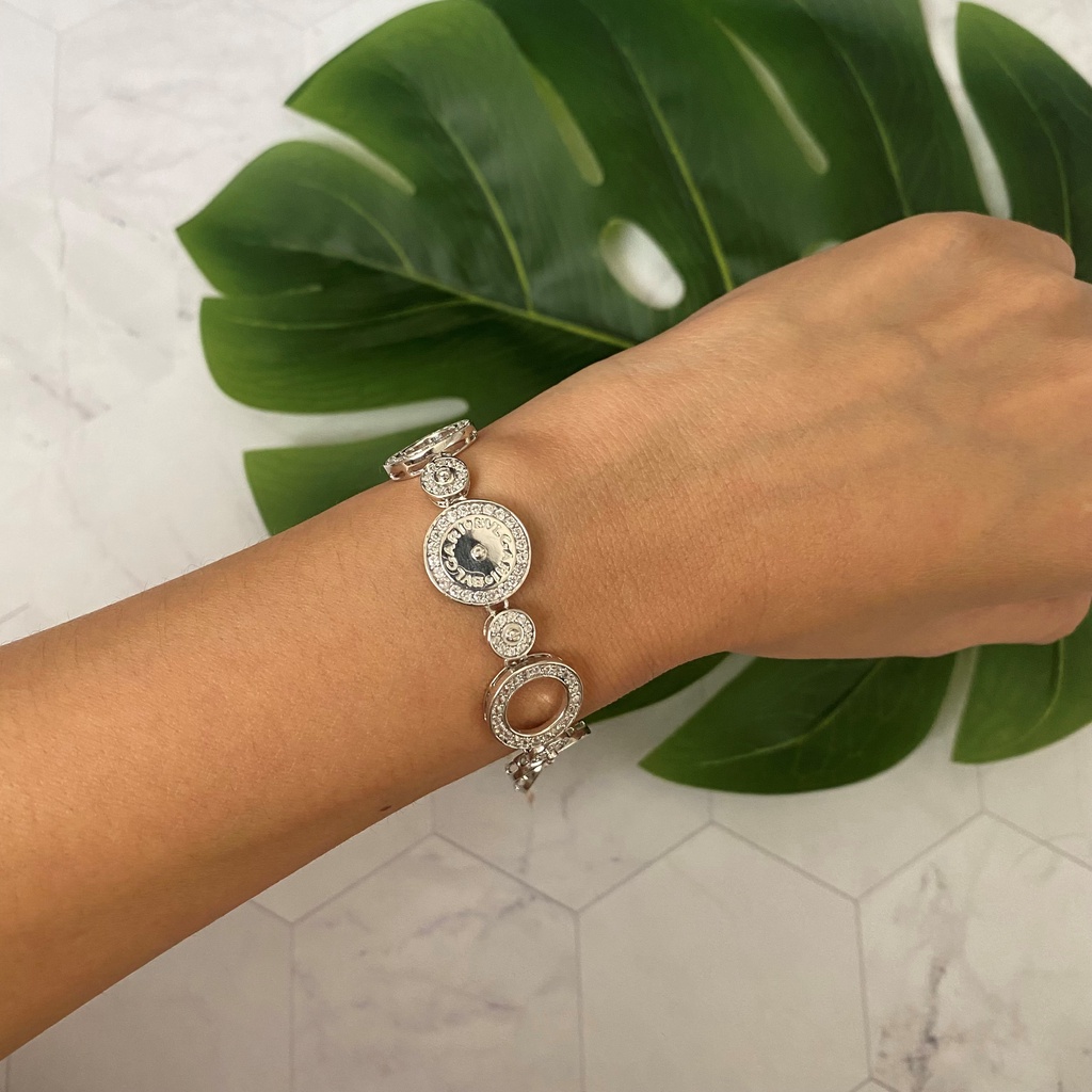 Gelang Rantai Emas Putih Zircon Fashion Kadar 75% 17.42 Gram