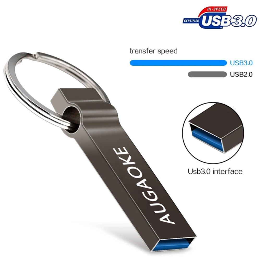 (Huluboy) Augaoke 8 / 16 / 32 / 64 / 128GB Flash Disk USB Plug &amp; Play Portable Bahan Metal Untuk Komputer