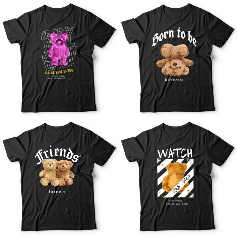 Kaos Teddy Bear Premium VOL 1 | Kaos Simpel | Kaos Pria Wanita | Kaos Santai | Kaos Bear | Kaos Distro