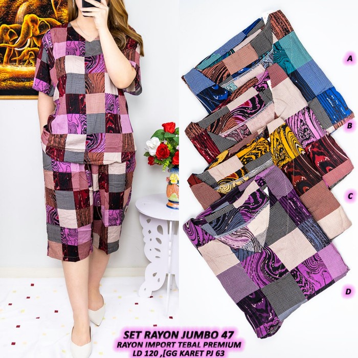 Set  Korea Wanita Terbaru setelan Blouse  Remaja Korean jumbo rayon 47 ld 120