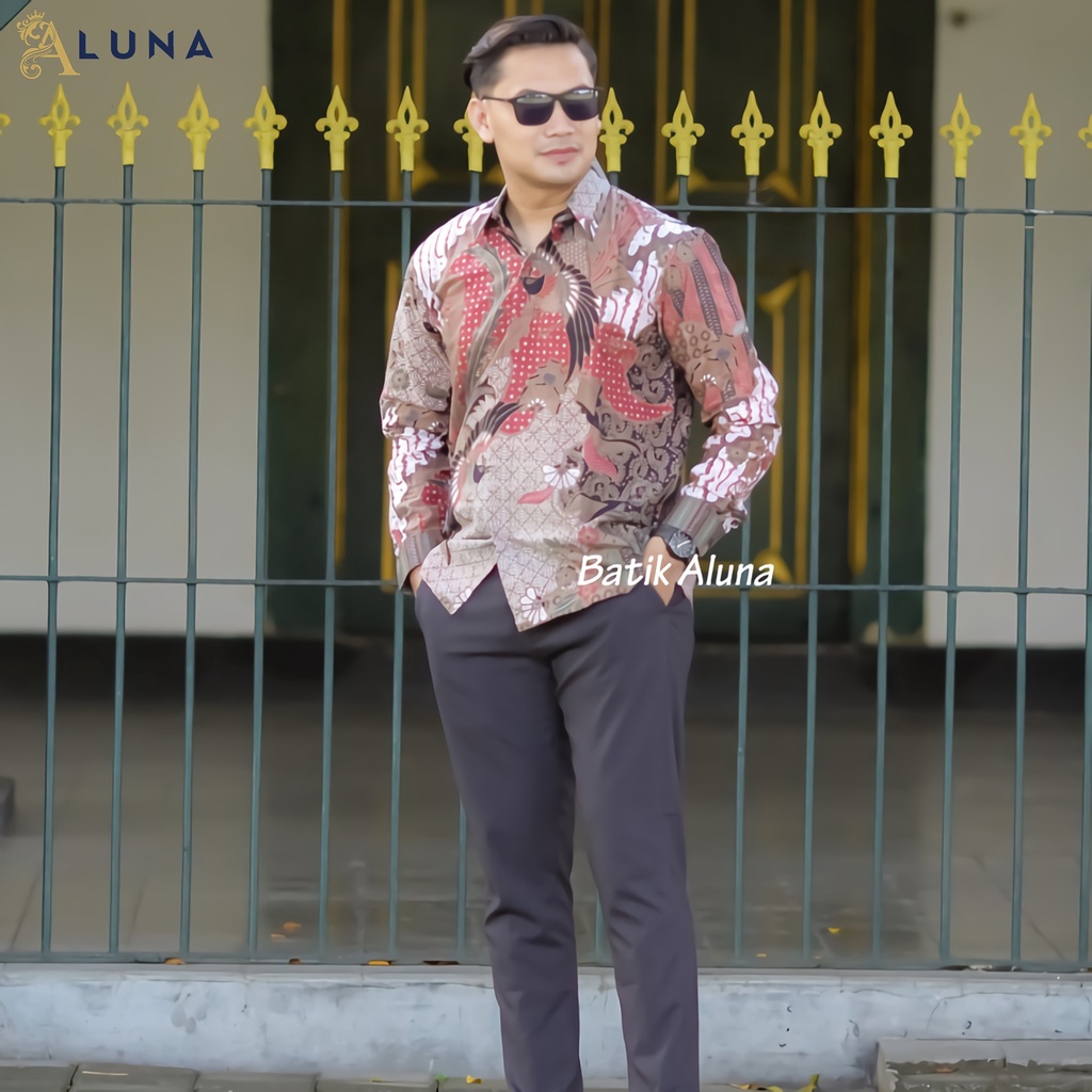 KEMEJA BATIK PRIA LENGAN PANJANG PREMIUM REGULAR KANTOR MODERN BATIK ALUNA PCW 011