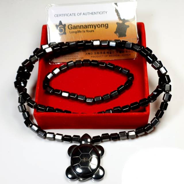 (TERLARIS) Set Gelang Dan Kalung Kesehatan Gannamyong Kura Kura (LIMITID)