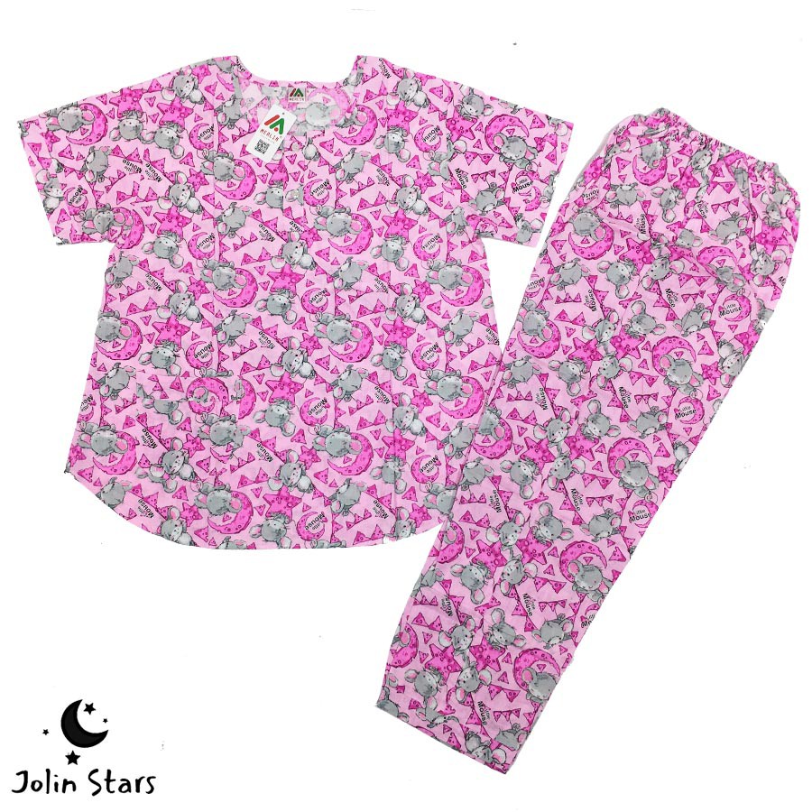 Baju Tidur Merlin Katun CP Dewasa ( Lengan Pendek, Celana Panjang cute )